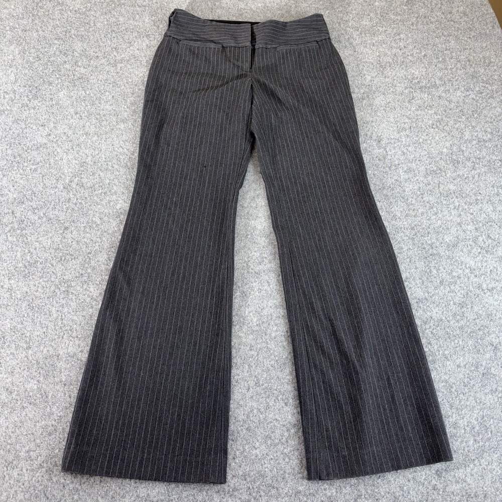 Express Editor Dress Pants Women's 0R Gray Pinstripe Stretch Career Slacks